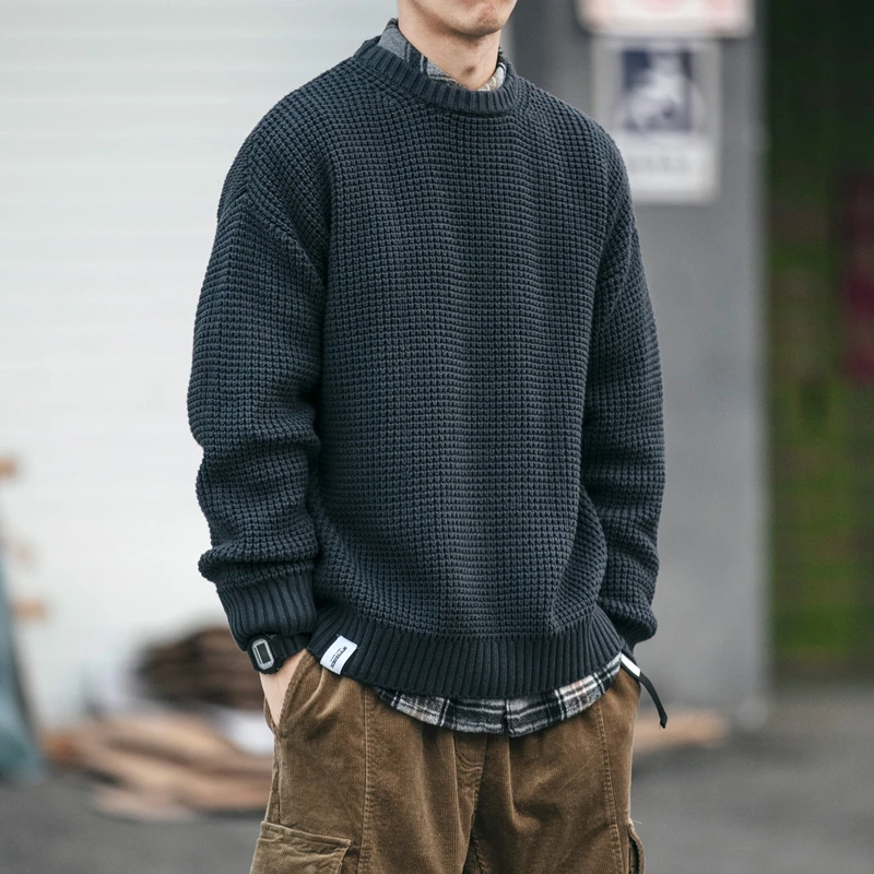 

Свитер Simplee мужской, модная уличная одежда в Корейском стиле, однотонный облегающий вязаный пуловер, джемпер в стиле ретро, Осень-зима