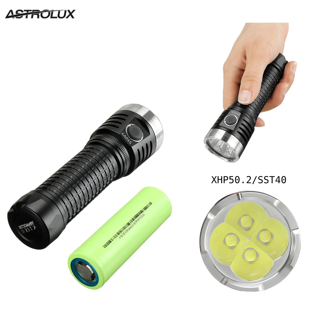 저렴한 Astrolux EA01S 4 * XHP50.2/SST40 11000LM 500M LED 손전등 EDC 토치 USB-C 야외 조명을위한 충전식 랜턴 Anduril UI