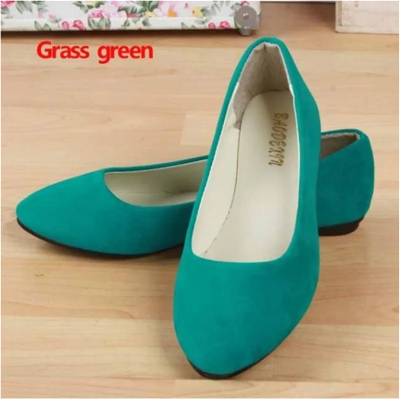 

2020 Fashion Women Shoes Woman Flats High Quality Suede Slip-On Shoes Pointed Toe Rubber Women Flat Shoes Ballet Plus Size