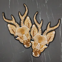 2 piece fashion deer head embroidery animal patch babys clothing backpack pants sweatshirt decoration sew on diy accessories