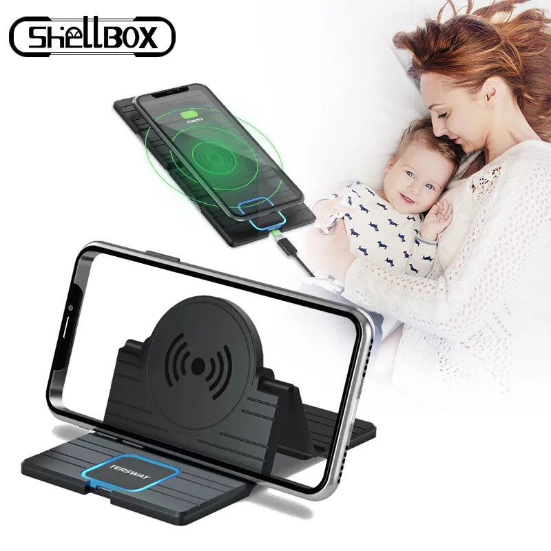 Зарядное устройство Shellbox беспроводное Qi 15 Вт складной держатель подставка