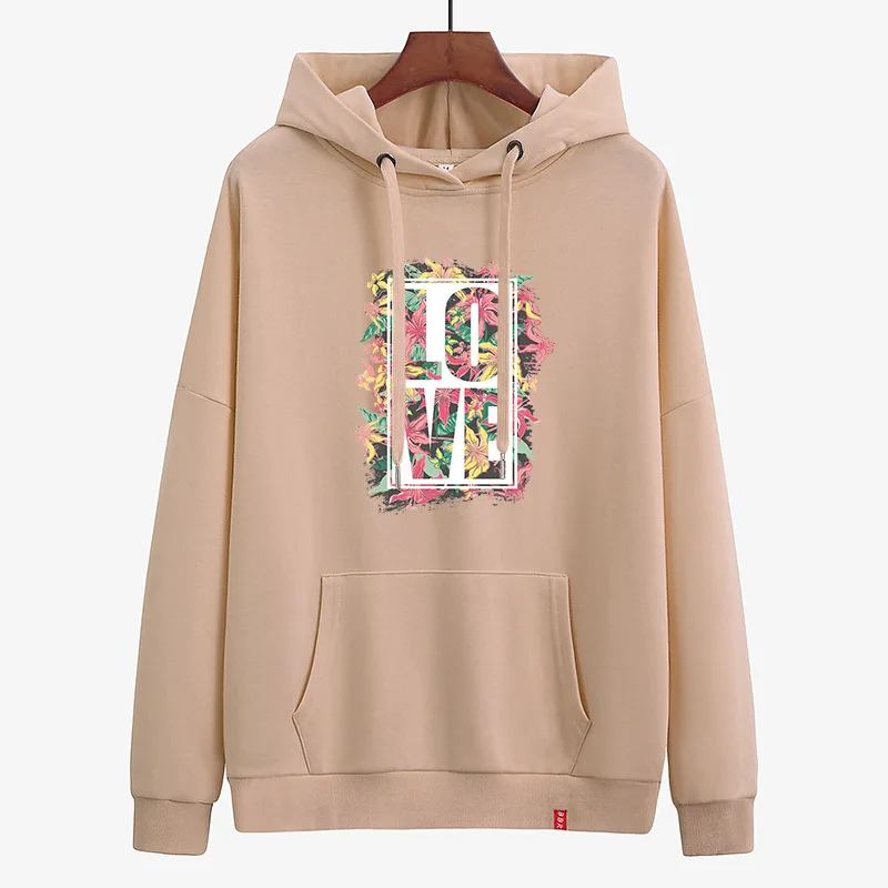 Женская толстовка с капюшоном длинным рукавом и принтом|Женские толстовки