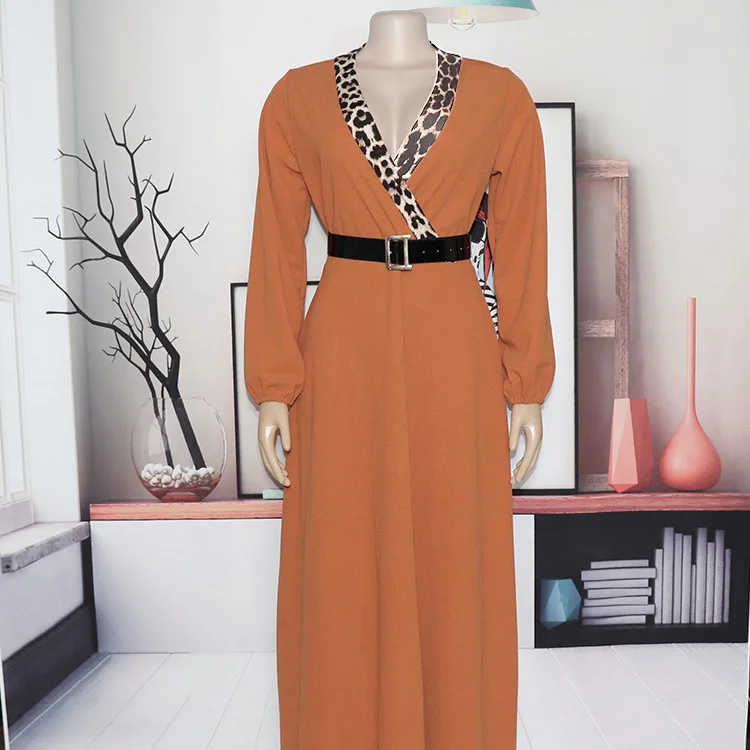 2020 сексуальное леопардовое платье с глубоким v образным вырезом женское длинным