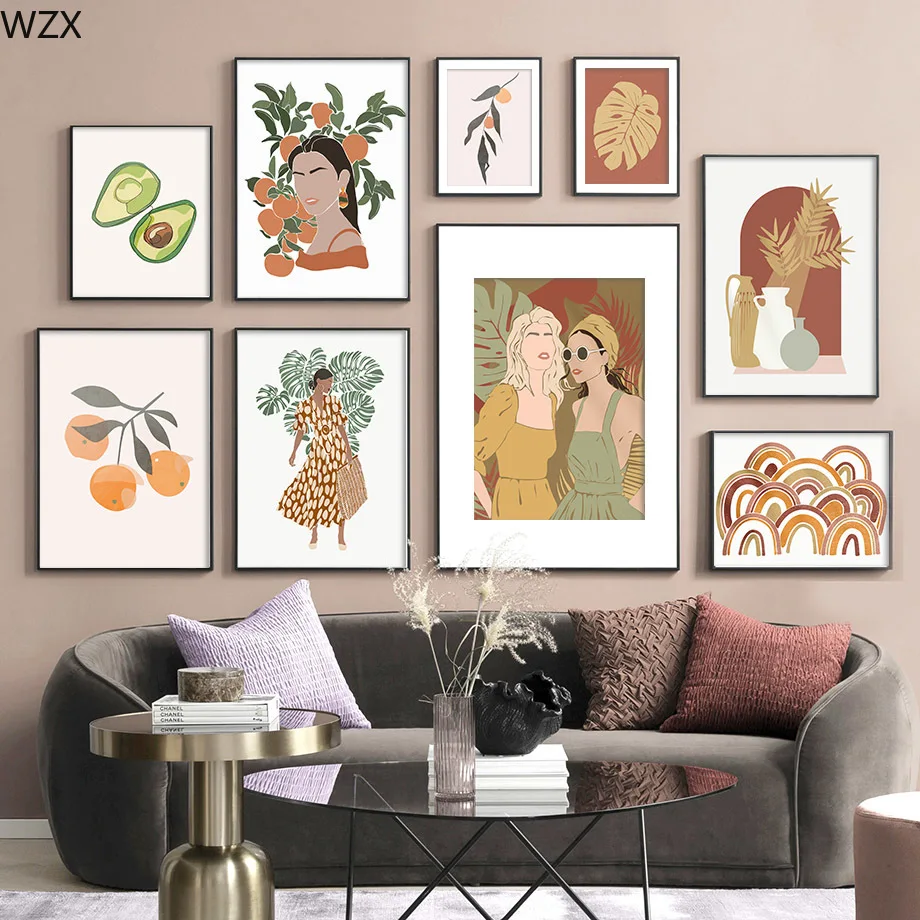 

Abstract Fruit Woman Scandinavian Fashion Wall Art Canvas Painting And Prints Wall Pictures For Living Room DecorNordic Poster