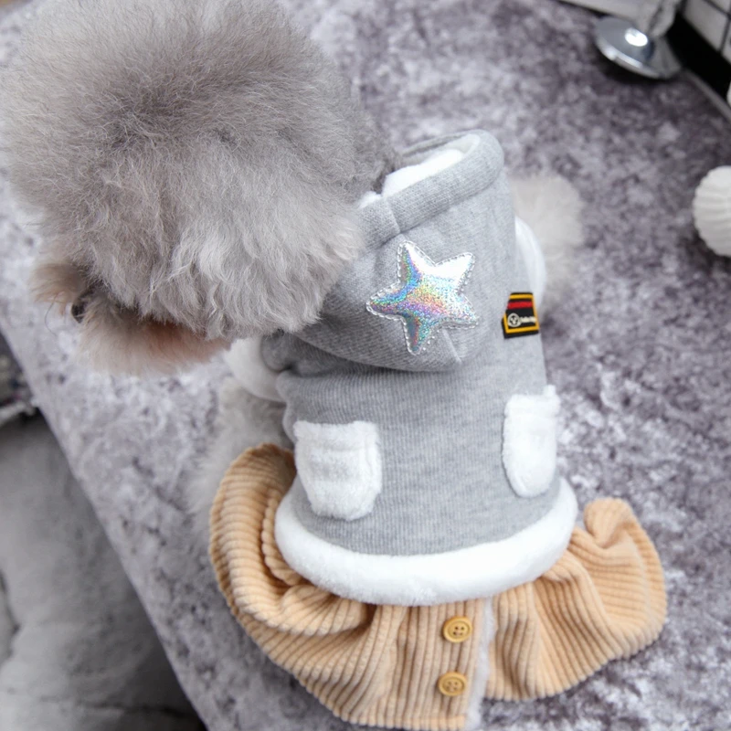 Толстовка со звездами шляпы платья для собак маленьких зимнее пальто домашних