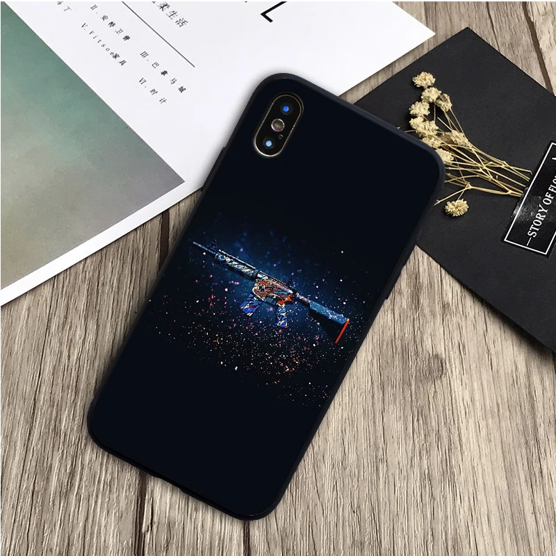 CS GO пистолет черный силиконовый чехол для мобильного телефона iPhone 12 XR XS Макс 5 5S SE