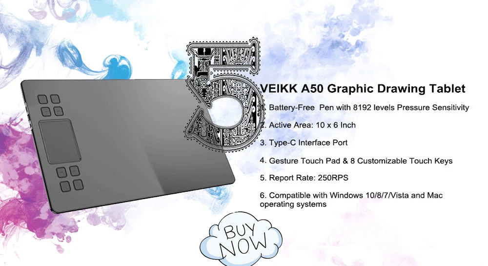 VEIKK A15 планшет для рисования большой площадью 10x6 дюймов с аккумулятором и 12 клавишами, 20 наконечников и 1 перчатка(красный, синий, золотой, серый