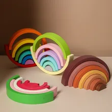 mamimami Make Rainbow Baby Stacking Toys Education Blocks Block Cute Montessori Creative Blocks BPA Free Food Grade Silicone Toy