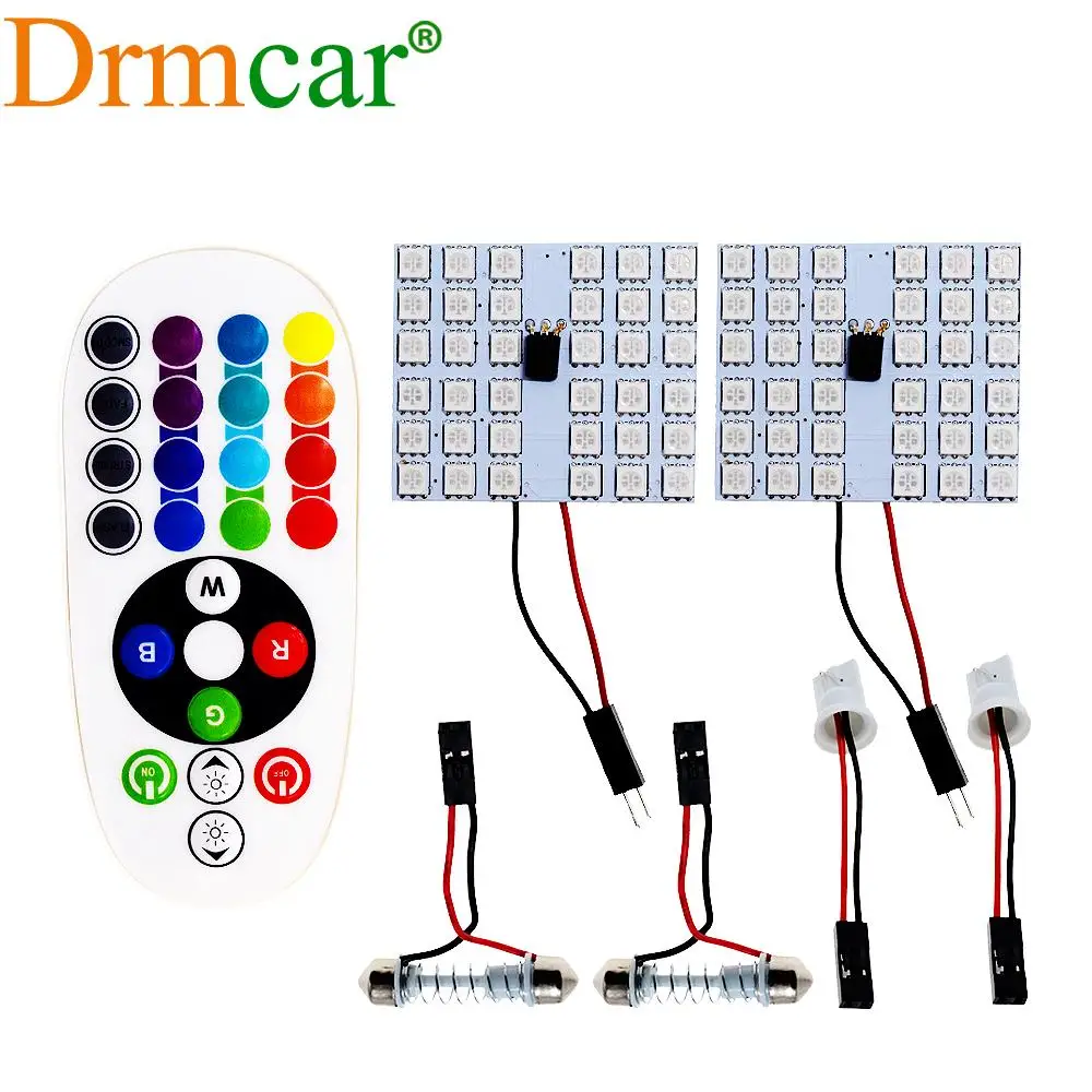 

2pcs Car Led T10 5050 36SMD Bulb BA9S DC 12V Remote Controller RGB Panel Interior Auto Bulb Atmosphere Dome Festoon Adapter Lamp