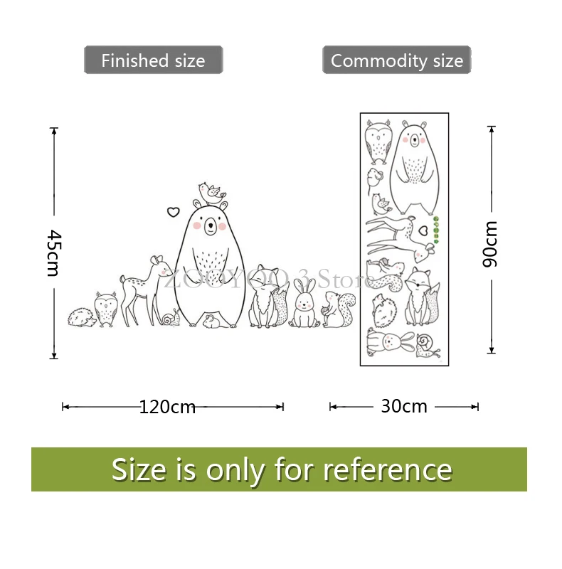 Наклейка на стену в скандинавском стиле с изображением животных