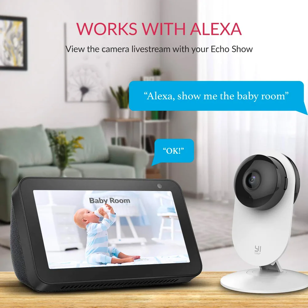 YI Baby Monitor 1080P цветная Видео няня Мини камера наблюдения с Wifi Babyphone Cam Детская