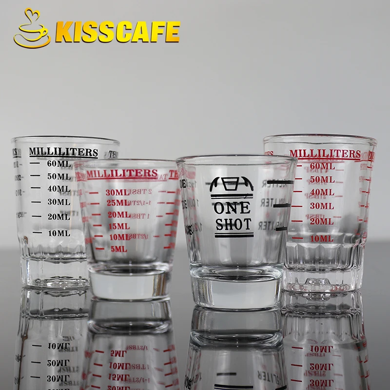 Taza medidora de vidrio para cocina, vaso medidor de 30ML/60ML/90ML, Espresso, vaso de vidrio líquido, onza, herramienta de café Barista