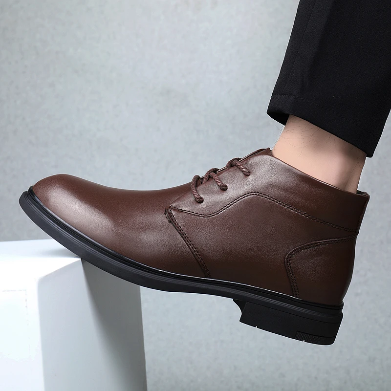 

1284-Winter Warm Men Leather Boots Shoes Men Business Dress Oxford Shoes Fashion Moccasins Designer Shoes Men Office Leisure
