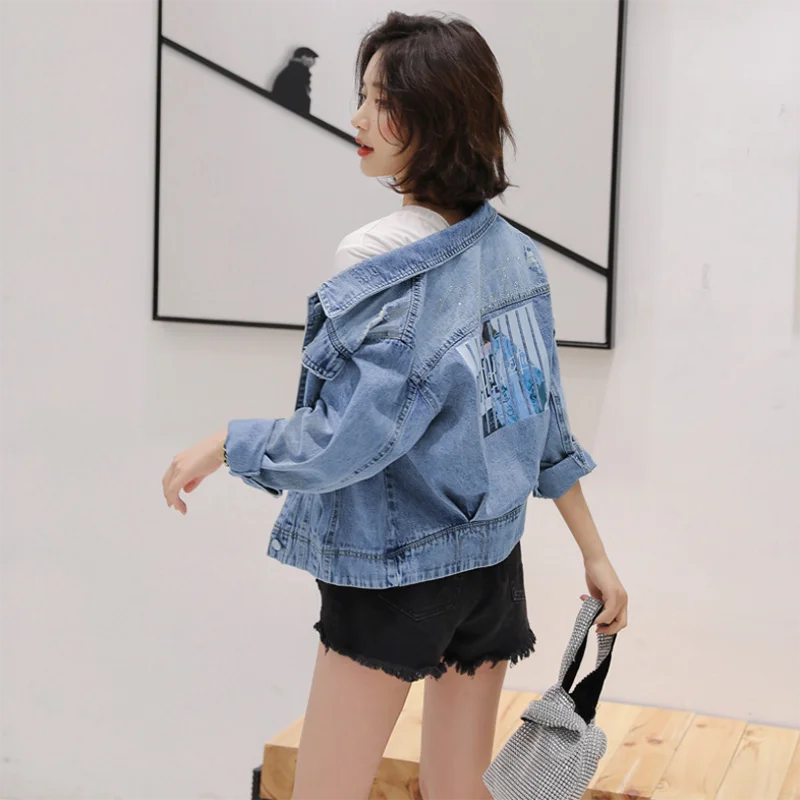 Джинсовая куртка женская весна осень новая одежда мода старые и свободные тонкие