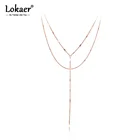 Женский чокер Lokaer N20116, двухслойная цепочка из нержавеющей стали, ожерелье в богемном стиле с подвеска со стразами Фианит, оригинальный дизайн