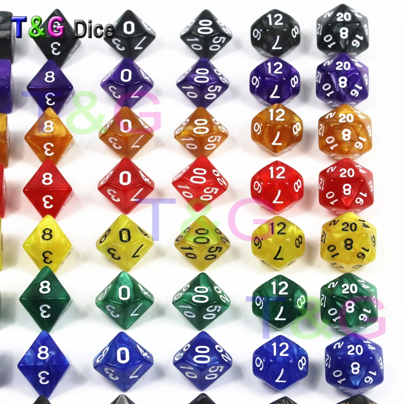 T & G кости 7 шт./лот Высокое качество Красный/многоцветный игральные набор с