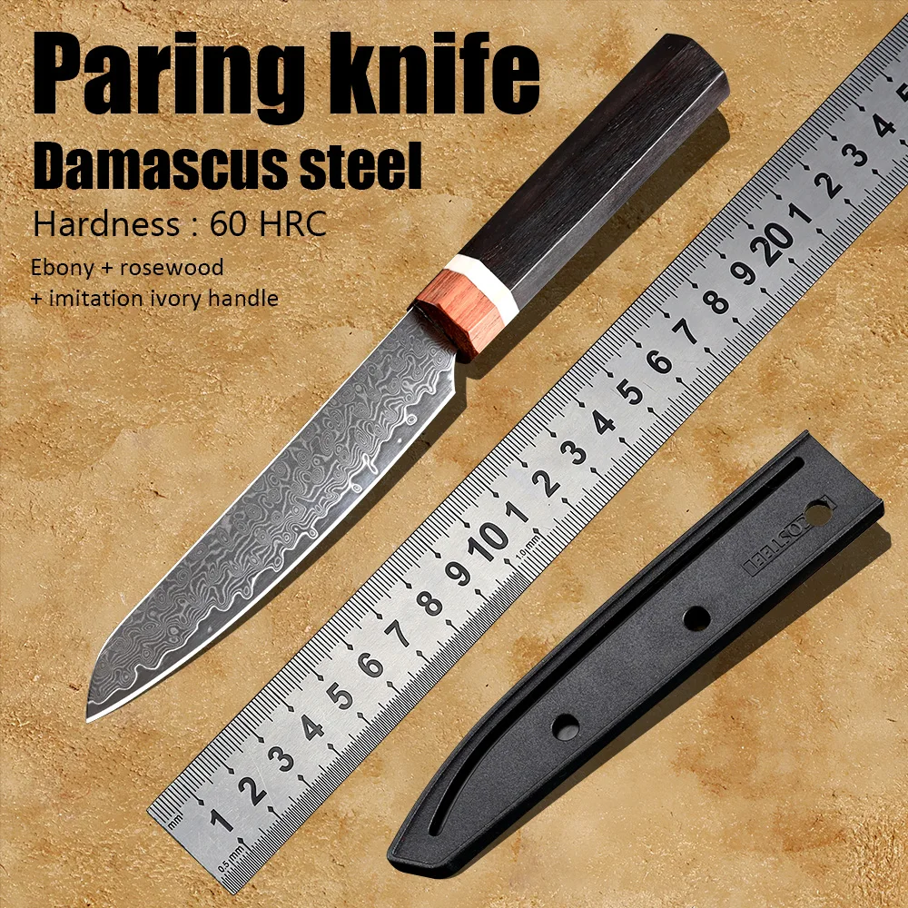 

Chef knife professional damascus steel kitchen knives fruit knife fixed blade knife