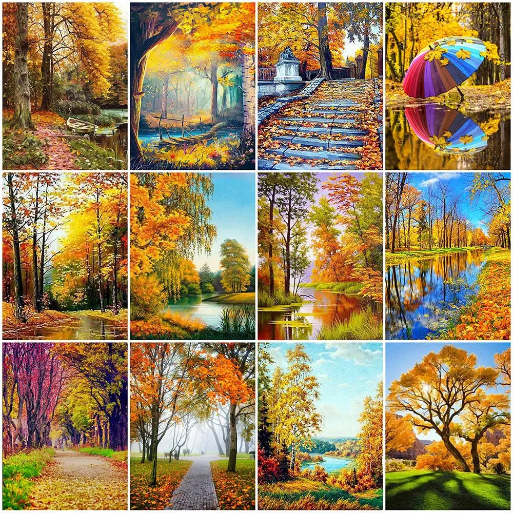 

14/18/22/25/28CT 11CT printing Tree Art Embroidery Landscape Autumn Home Decoration cross stitch kit