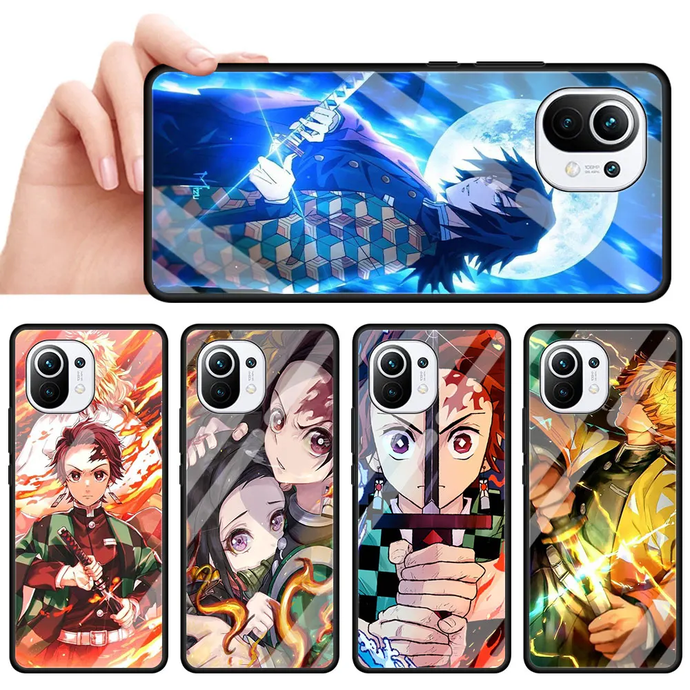 

Anime Demon Slayer Kimetsu No Yaiba Case For Xiaomi Mi Note 10 11 10T Lite 9T Pro 5G 11 Ultra CC9 CC9E 11i Tempered Glass Cover