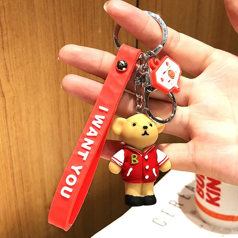 Cute Cartoon Bear Keychain Gifts For Women Girls Bag Pendant Epoxy PVC Figure Charms Key Chains Jewelry porte clef 2020 | Украшения и
