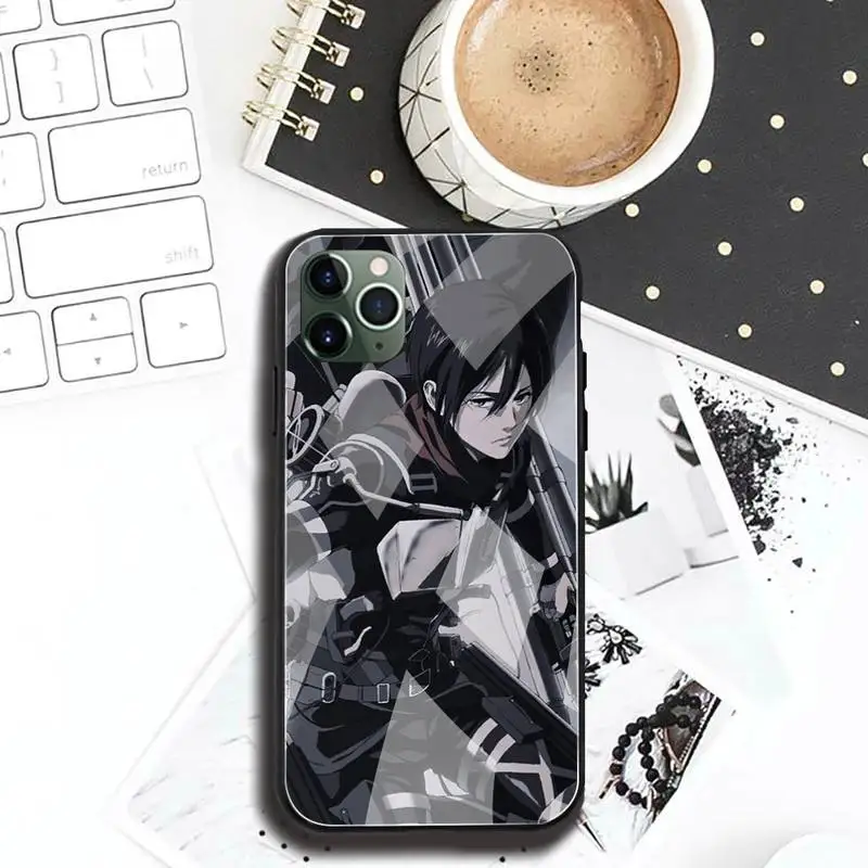 attack on titan mikasa ackerman phone case tempered glass for iphone 12 pro max mini 11 pro xr xs max 8 x 7 6s 6 plus se 2020 free global shipping
