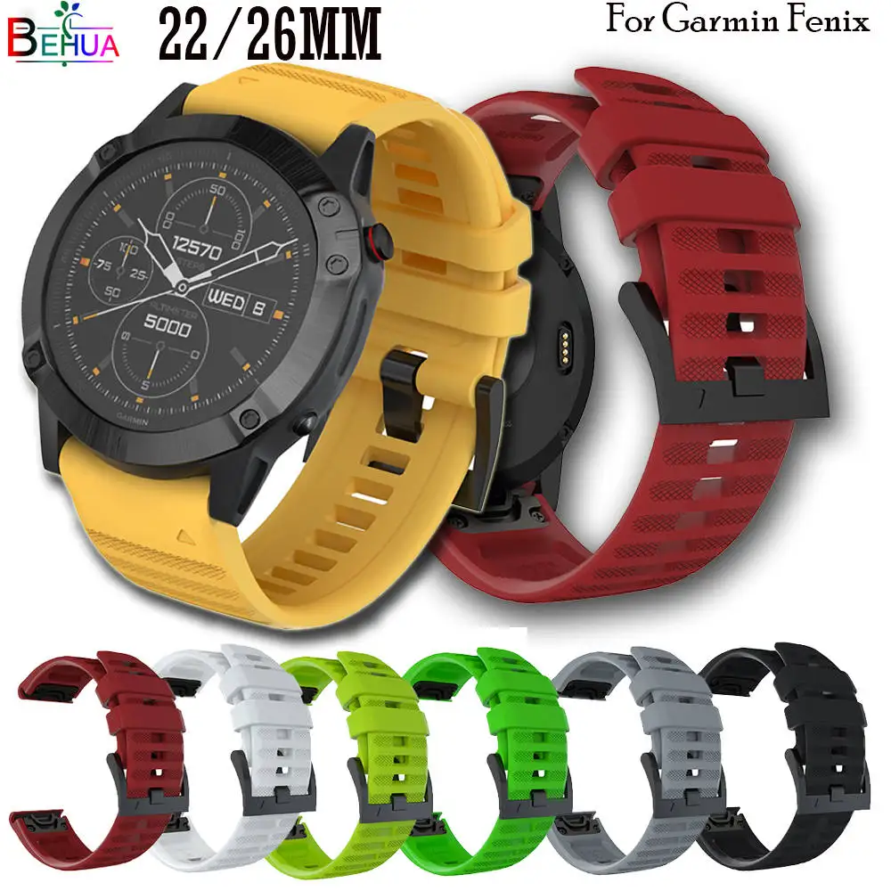 26 мм силиконовый ремешок для часов Garmin Fenix 6X 5X 3 3HR quaitx3 быстросъемный легкий