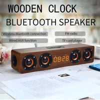 big power wireless bluetooth speaker wooden alarm clock bluetooth column bass shocking enough computer speakers with aux tf fm