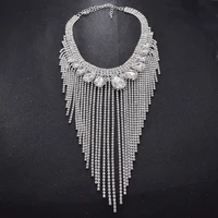 cuier long tassel luxury women necklace jewelry for bride womens party costume luxury big jewellery gift for mom silver