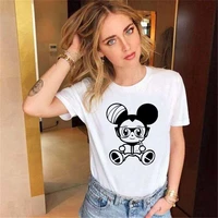 harajuku wind hollowed out mickey mouse pattern women t shirts black white female tshirts summer fashion girls clothes transport