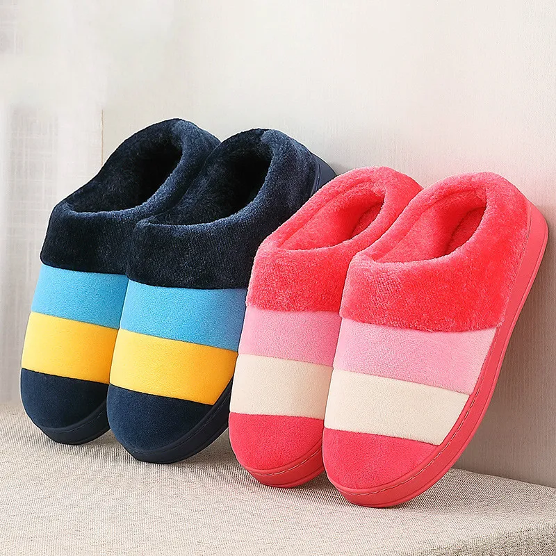 Тапки хлопковые для мужчин и женщин зимние домашние плюшевые теплые тапочки на