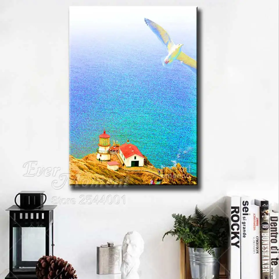 Алмазная картина Ever Moment Маяк стервятник море 5D DIY Полная квадратная дрель картина Стразы Алмазная вышивка ASF1991