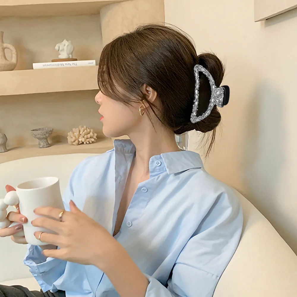 

2021 Fashion Full Rhinestone Geometric Hair Claws Clips for Women Girls Crystal Hairclip Metal Square Hairpin Hair Accessories