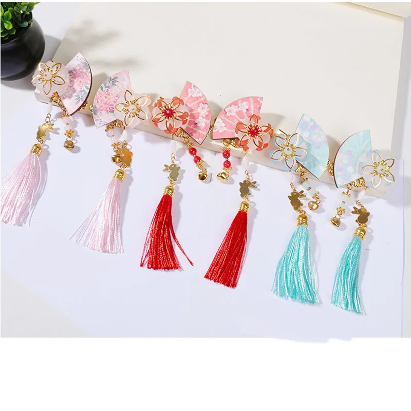 Древний Стиль головной убор прекрасный веер в форме вишня цвету кисточкой