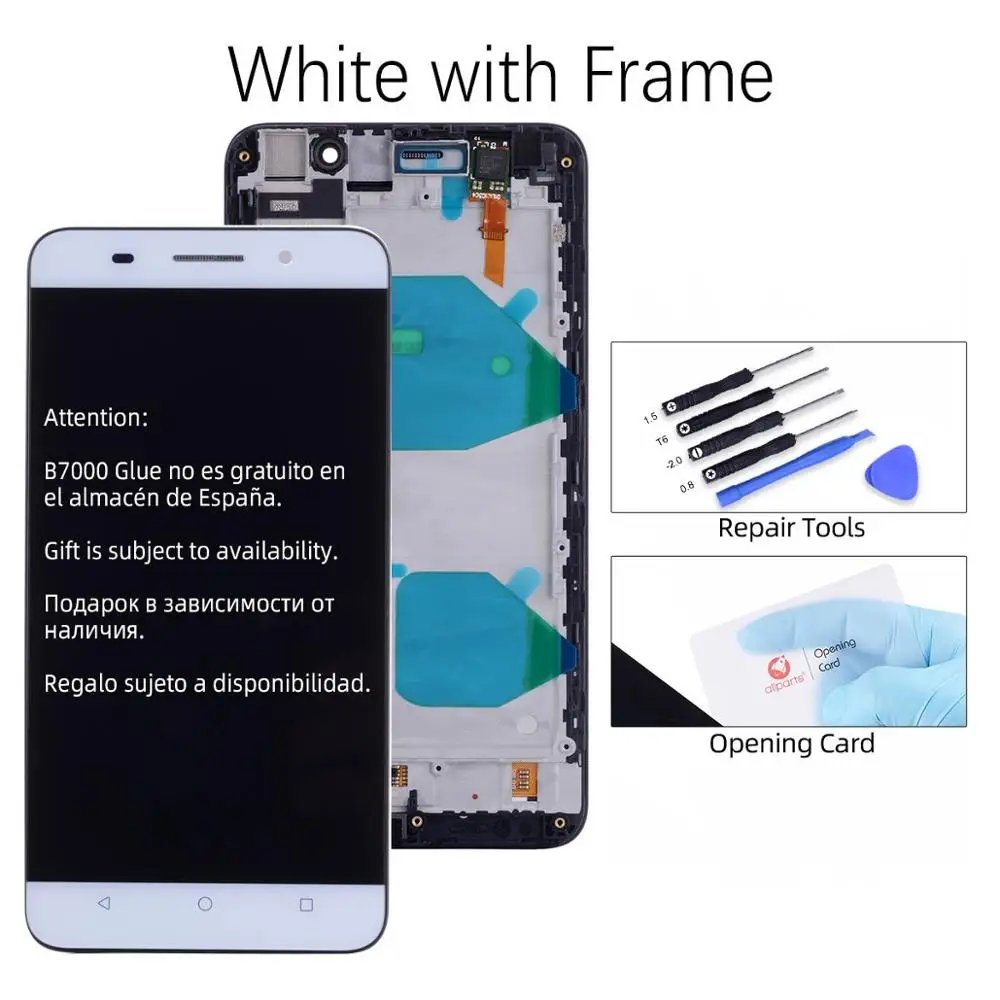 Дисплей для HUAWEI Honor 4X LCD в сборе с тачскрином на рамке 5.5'' черный белый золото - Цвет: White With Frame