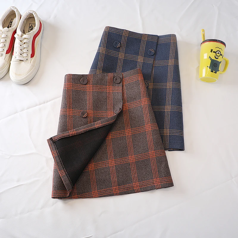 

Женская двубортная трапециевидная юбка, ассиметричная профессиональная юбка с высокой талией, осень 2021