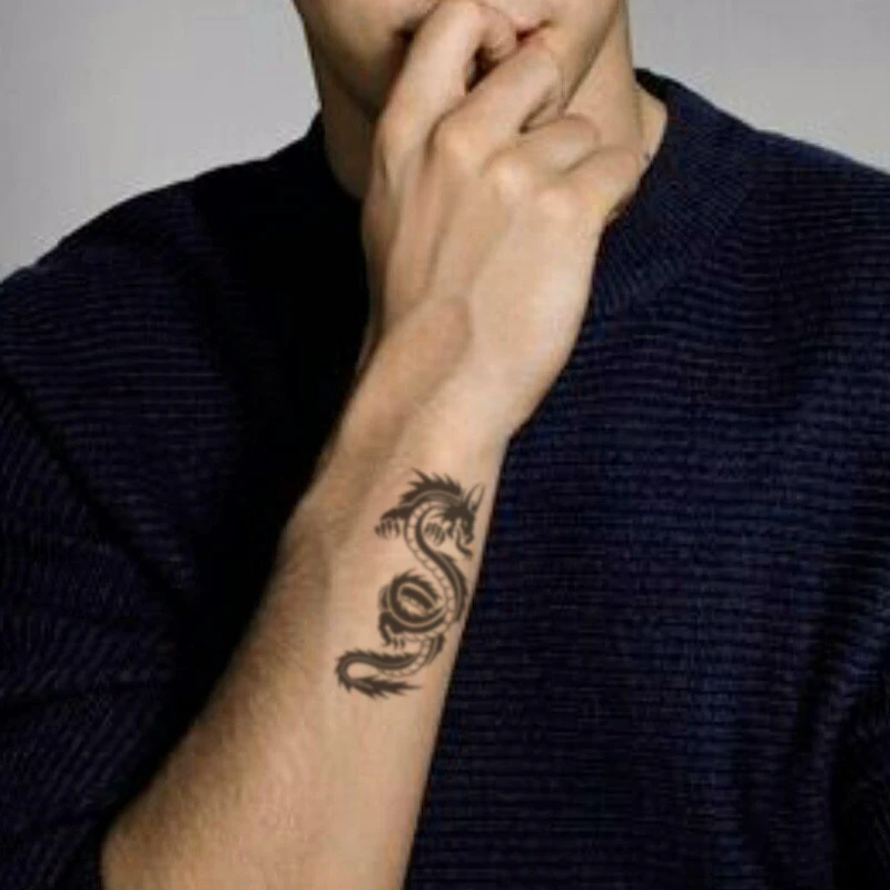 Dragon Scorpion Temporary Tattoos for Women Men Black Sun Mask Fake Tattoo Sticker Totem Small Size Waterproof Tatoo Body Art | Красота и