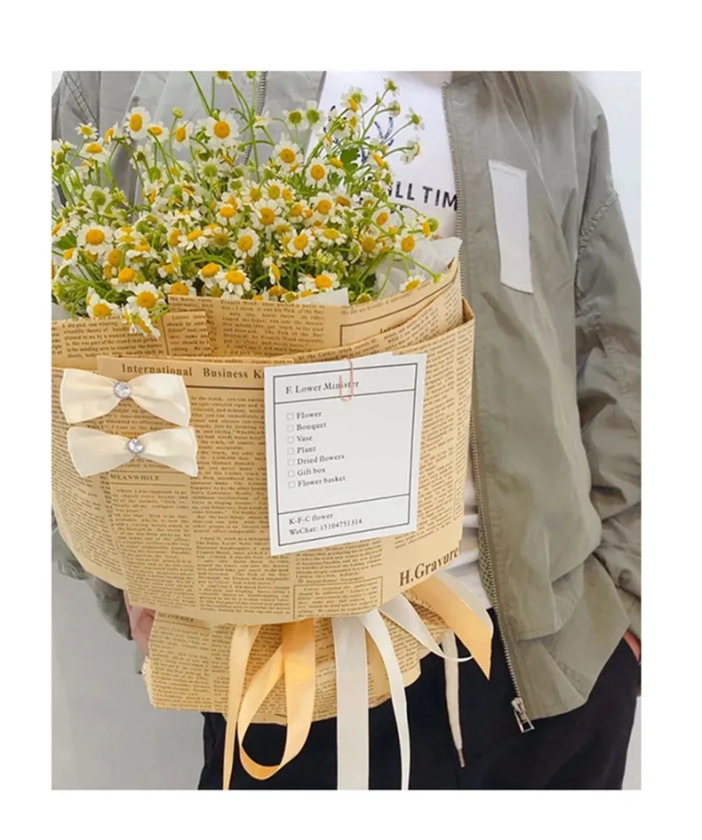 

20pcs 60x60cm Classic English Newspaper Kraft Paper Thick Package Flower Material Sunflower Bouquet Floral DIY Wrapping Paper
