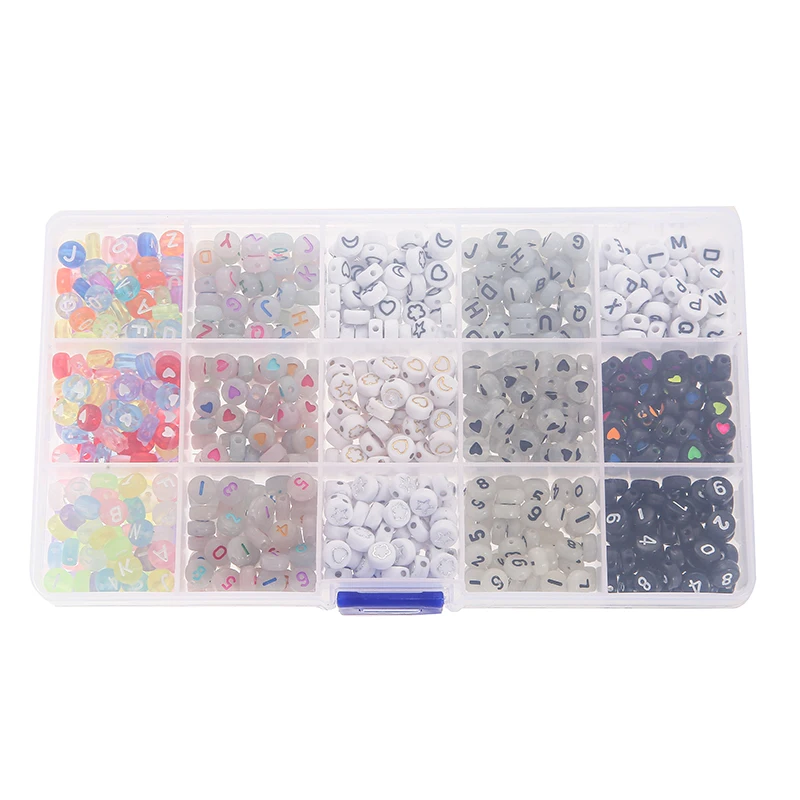 

Sansango 450pcs/box Luminous Letter Star Letter Beads Alphabet Acrylic Spaced Beads For Jewelry Making DIY Bracelet Necklace