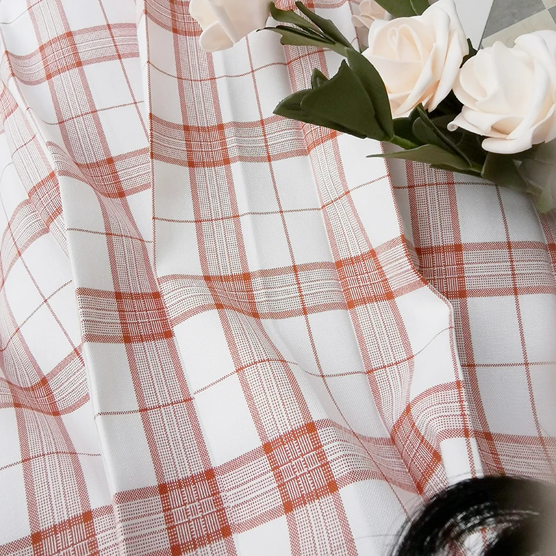 Женская летняя юбка с высокой талией розовая/белая плиссированная в клетку |