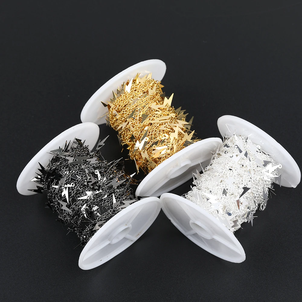 

5 Meter Tiny Lightning Beads Charms Rosary Chains Craft Necklace,Gun Black Gold Silvery Copper Chain Statement Jewelry Findings