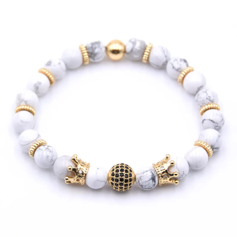 HYHONEY CZ Zirconia Copper Gear spacer Disco ball+crown Charms Bracelets Natural stone &amp Bangles Jewelry pulseras | Украшения и
