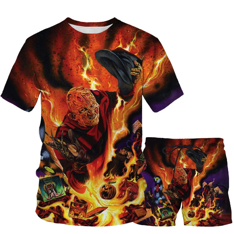 

Summer Two Pieces Sets Men 3D T Shirts+Shorts Suit Men Summer Tops Tees fashion Men Clothing