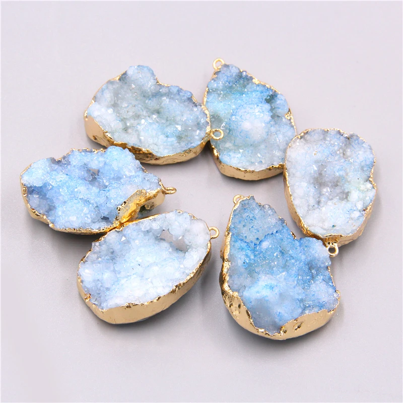 Нерегулярный натуральный камень подвеска-маятник позолоченные хрустальные