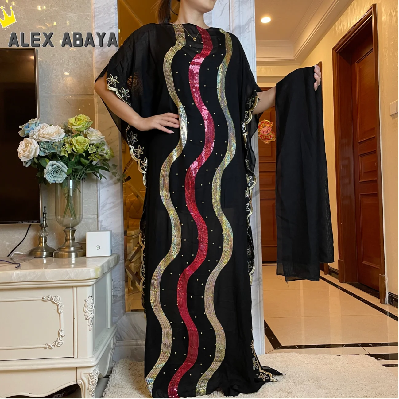 Abaya Дубай Турция мусульманское платье 2021 модный кафтан халат блестки вышивка