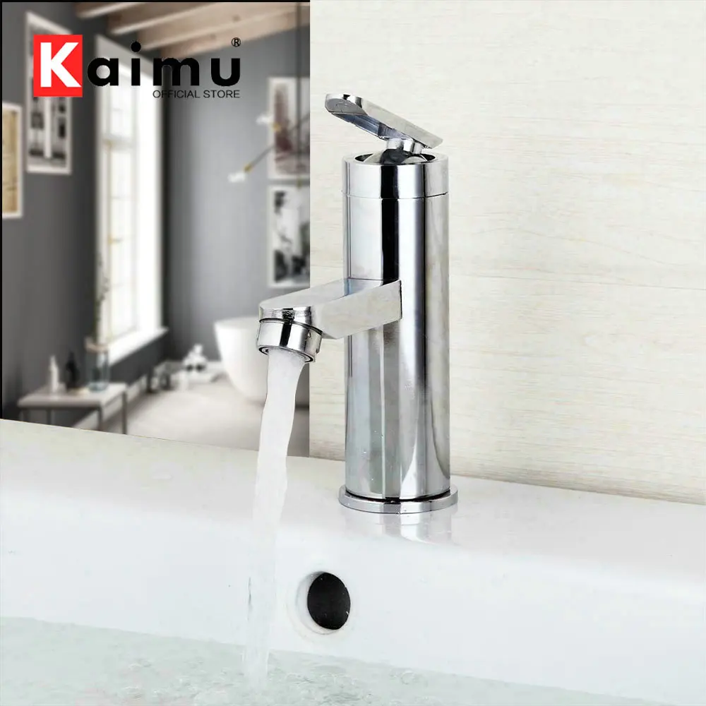 

KAIMU смеситель для раковины из нержавеющей стали для ванны смеситель для раковины кран для горячей и холодной полировки хром на бортике смеситель для воды