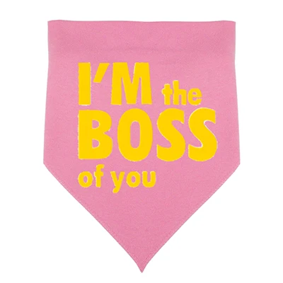 Розовый BOSS Pattern Neck Adjustable Dog Bandana Pet Scarf Cute Neckerchief For Puppy Dog Cat Pet Bibs - Цвет: Розовый