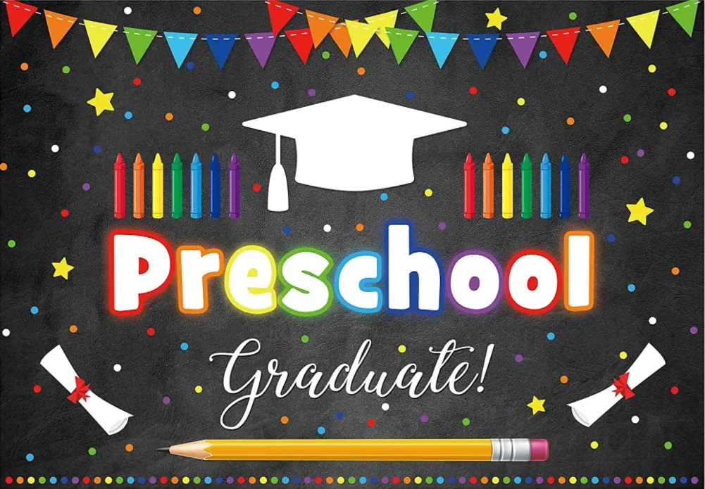 Preschool Graduate Backdrop Kindergarten Pre K Congrats Grad Ceremony Congratulations School Background Prom Party Decor Event |