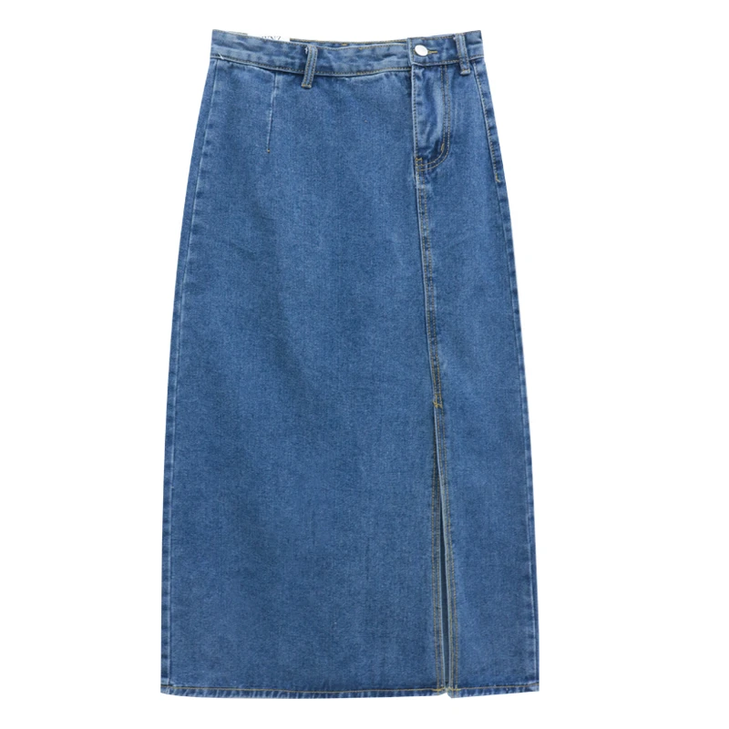 

New 2021 Spring Autumn Denim Skirt Fashion Irregular Slit Skirts High Waist Mid-Length Sexy Denim Casual Women Skirts Y543
