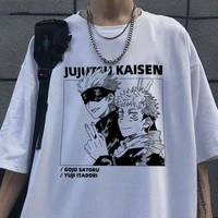 harajuku goth t shirt anime t shirt kaisen yuji itadori print tshirt unisex short sleeve oversized t shirt male streetwear tops