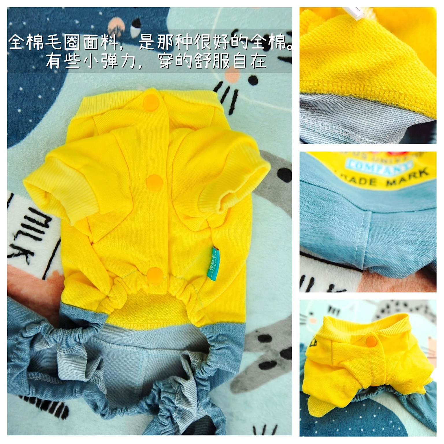 Милые джинсовые комбинезон для собак пижама сезон осень зима Флисовая куртка